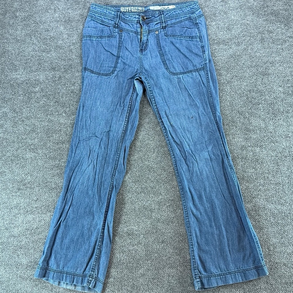 DKNY Jeans Womens Boyfriend Wide Leg Light Blue Utility Pants Sz 10 Summer Flare